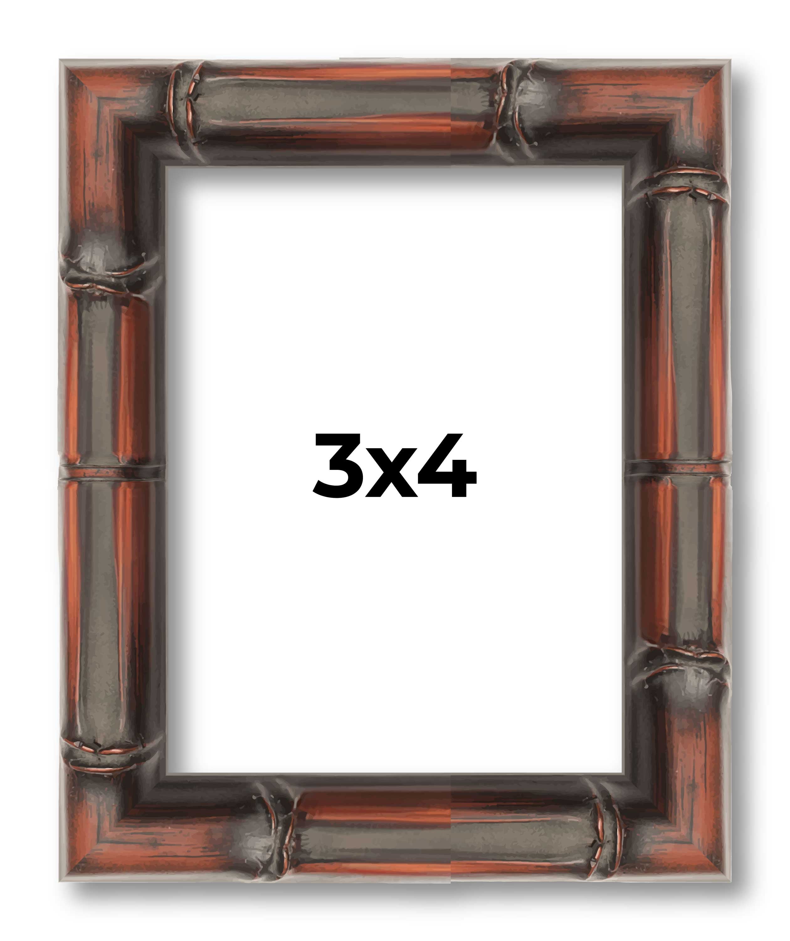 3x4 IN Frame Brown Bamboo with Dark Coffee/Walnut Finish | Solid Wood ...