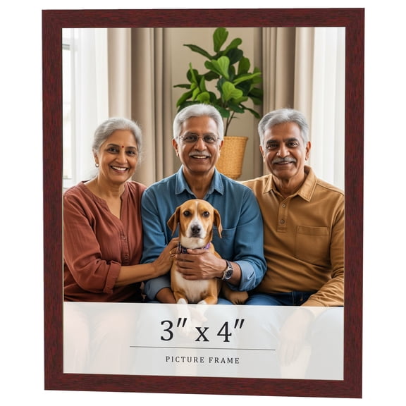 3x4 IN Frame Brown Solid Wood Picture Frame Width 0.75 Inches | Interior Frame Depth 0.5 Inches |