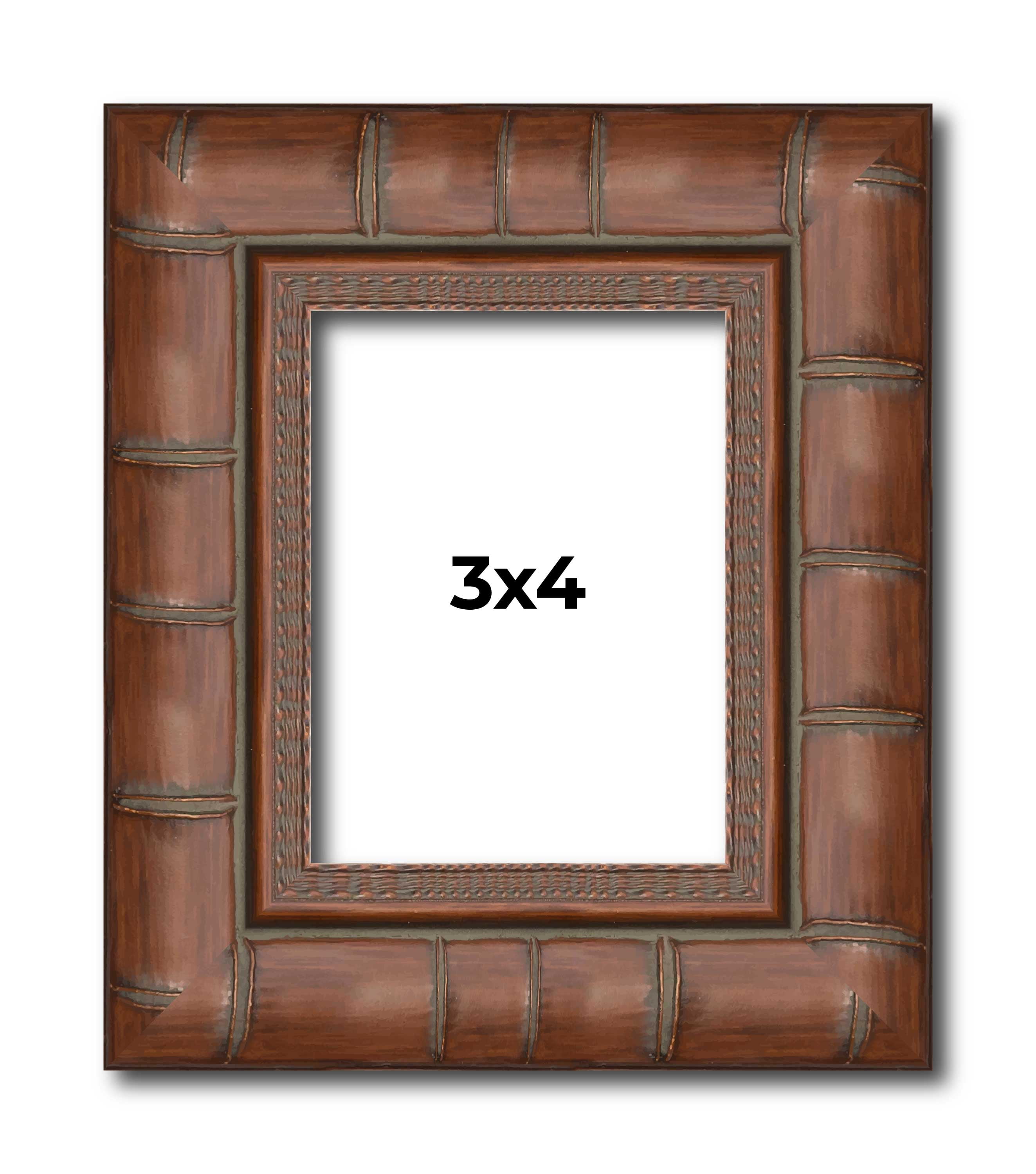 3x4 In Dark Brown Bamboo Real Wood Picture Frame Width 1.5 inches ...