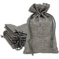thumbnail image 1 of 3x4 Natural Burlap Gift Bags w. Drawstring (Cool Grey, X-Small)  Party Favors, Presents or DIY Craft by, 1 of 6