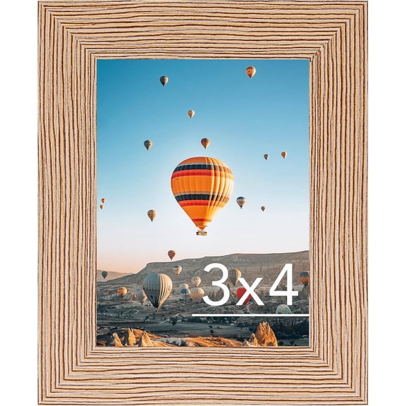 3x4 Picture Frame Black for Tabletop or Wall, 3 x 4 Wall Gallery Poster Photo Frame with Shatter Resistant Plexiglass, Rustic Brown