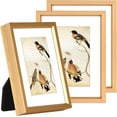 thumbnail image 1 of 3x4 Picture Frame Set of 3, Gold Aluminum Metal Photo Frames with HD Glass, Fits 2x3 with Mat or 3 x 4 without Mat, Display for Wall and Table, 1 of 6