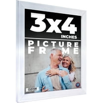 3x4 Silver Wood Picture Frame - UV Acrylic, Foam Board Backing, Hanging Hardware