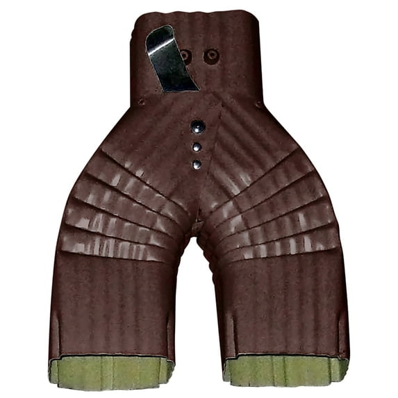 3x4 inch Downspout Diverter / Splitter "Y", Aluminum, Royal Brown