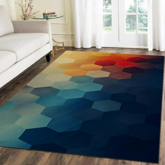 3x4ft Abstract Art Design Deco Area Rug Multicolor Dark Gradient Art Deco Rug, Non Slip Washable Non-Shedding Foldable Short Pile Carpet For Kids Playroom,Dining,Home,Decor,Office