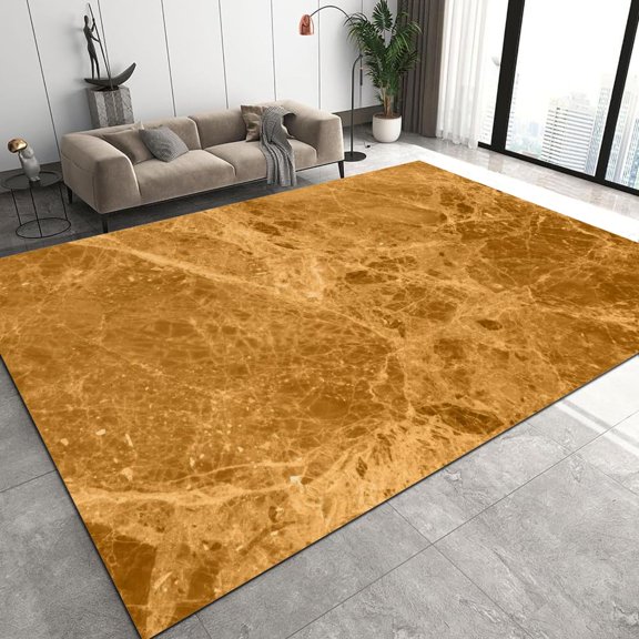3x4ft Luxurious Golden Marble Texture Area Rug, Abstract Art Design Living Room Rug, Soft Low Pile Non-Slip Washable Bedroom Carpet For Dining Room Nursery Kitchen Office