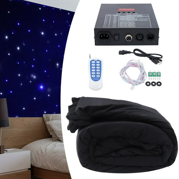 3x4m LED Party Stage Star Backdrop Curtain White & Blue w/Controller Adjustable LED Background Curtain 3x4m Stage LED White & Blue Starlight Cloth DMX Control LED White & Blue Starlight Stage