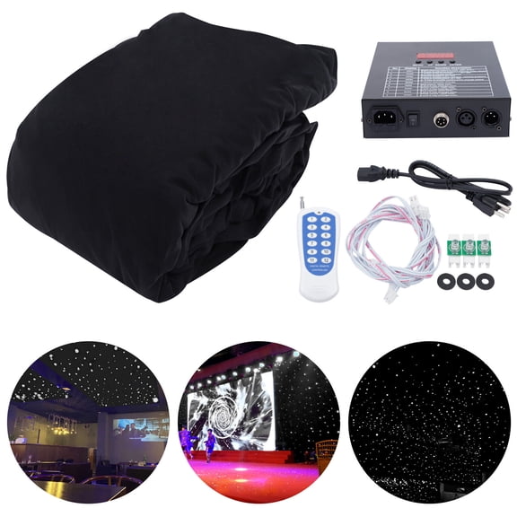 3x4m LED Party Stage Star Backdrop Curtain White & Controller For Wedding Decor with Double-layer Velvet 60w