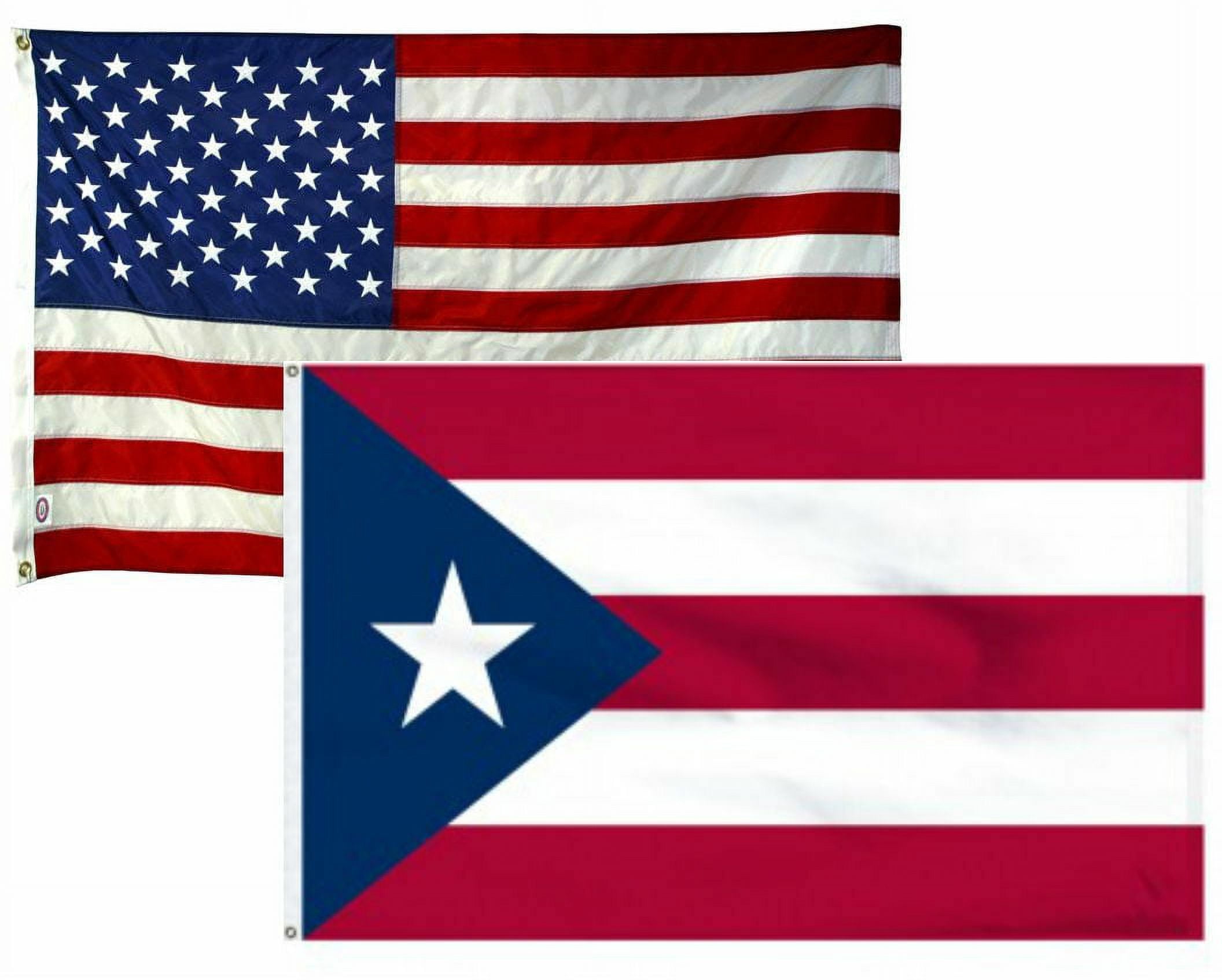 3x5 3'x5' Wholesale Combo Set USA American & Puerto Rico 2 Flags Flag Premium