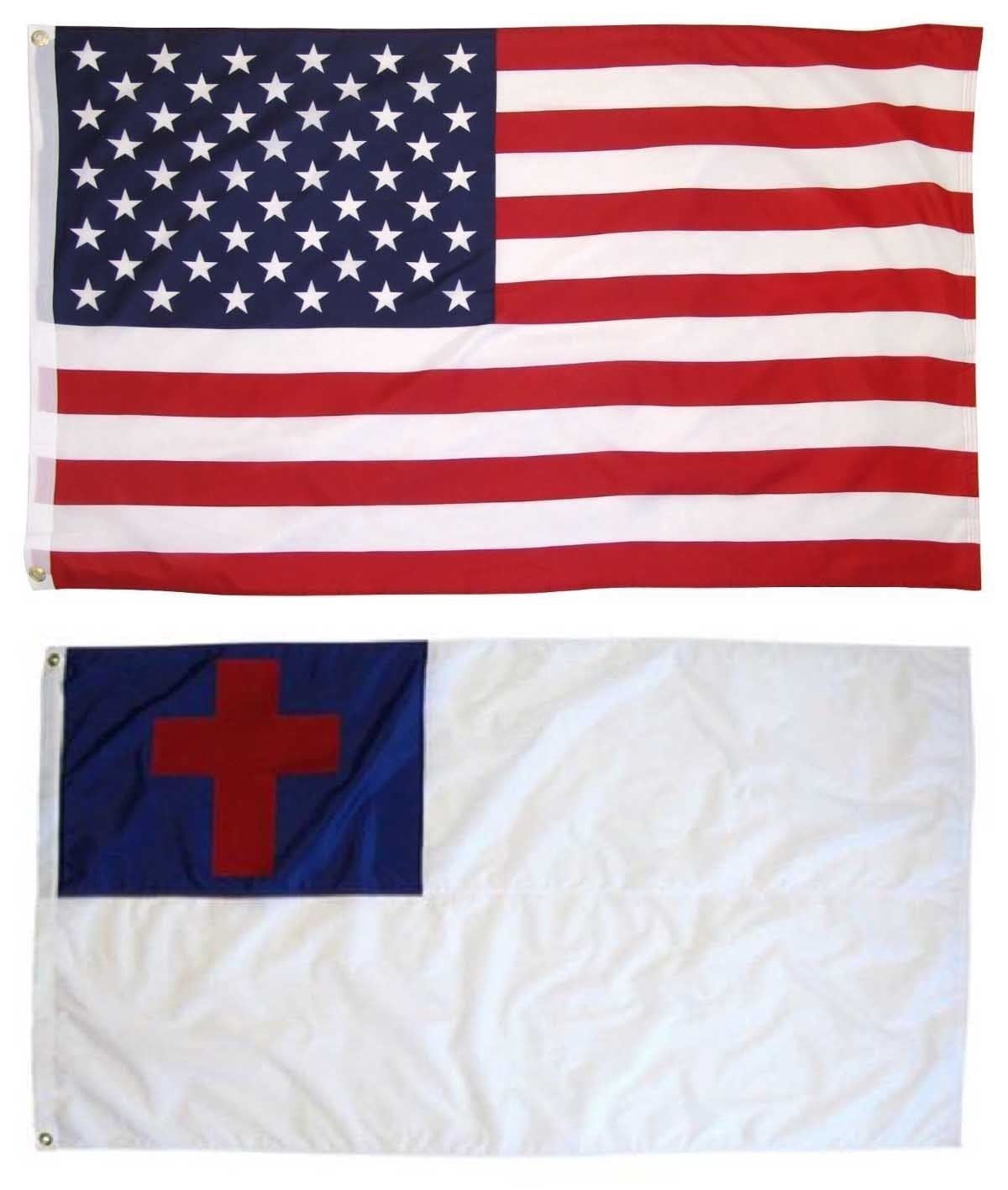 3x5 3'x5' Wholesale Combo USA American & Christian Christ Flag Grommets