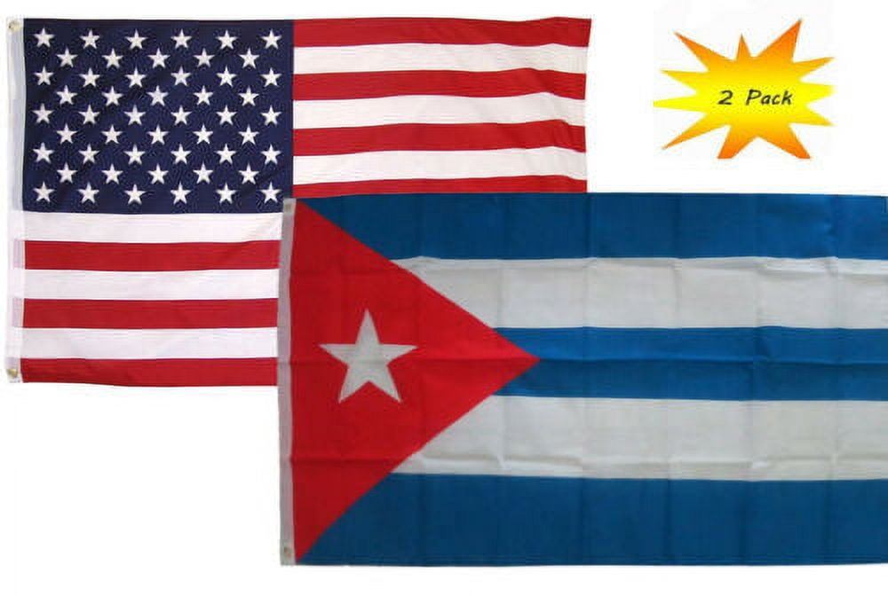 3x5 3’x5’ Wholesale Set (2 Pack) USA American & Cuba Cuban Country Flag Banner