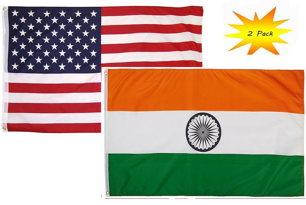 3x5 3’x5’ Wholesale Set (2 Pack) USA American & India Country Flag Banner