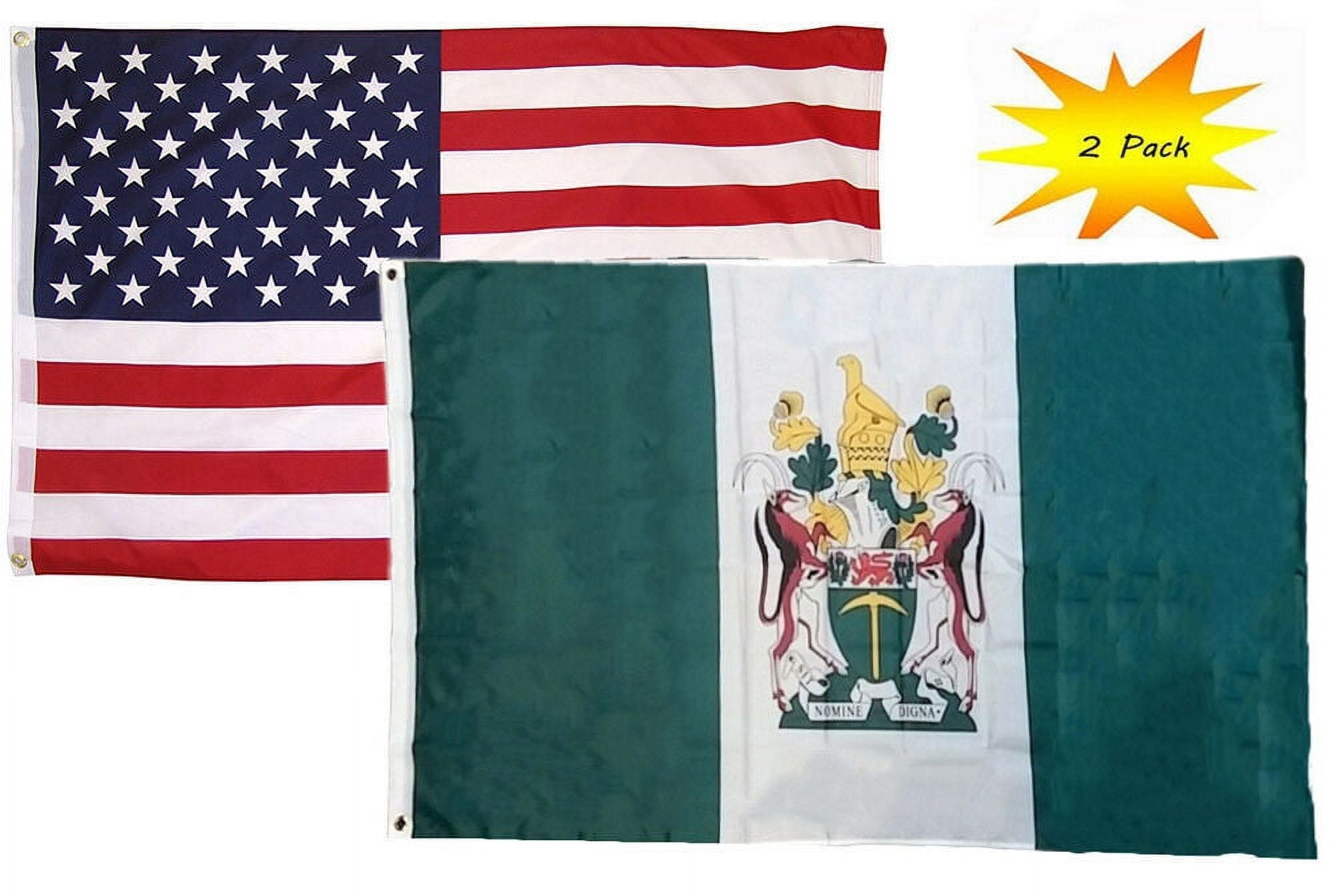 3x5 3’x5’ Wholesale Set (2 Pack) USA American & Rhodesian Rhodesia Flag Banner