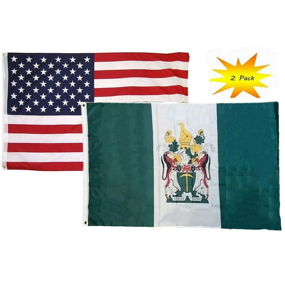 3x5 3’x5’ Wholesale Set (2 Pack) USA American & Rhodesian Rhodesia Flag Banner