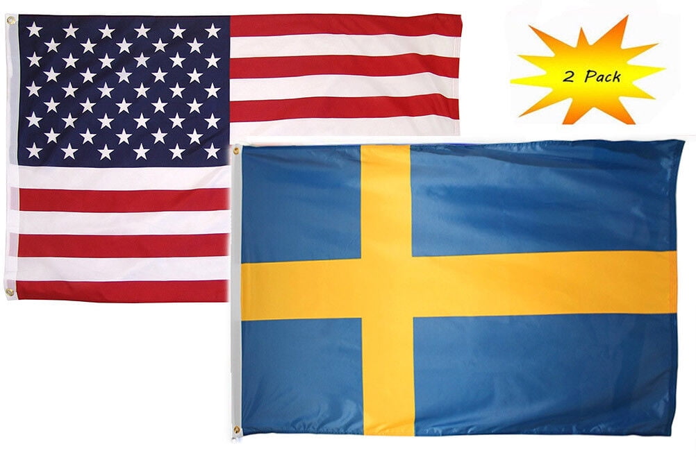 3x5 3’x5’ Wholesale Set (2 Pack) USA American & Sweden Country Flag Banner