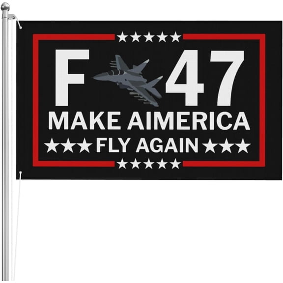 3x5 3ply Double Sided Banner F-47 Fighter-Jet Aircraft flag Pro 47th President F-47 Jet-Fighter-Aircraft Yard Flag Outdoor Tapestry Sign With 2 Grommets