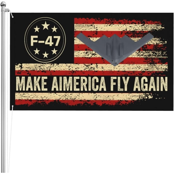 3x5 3ply Double Sided Banner F-47 Fighter-Jet Aircraft flag Pro 47th President F-47 Jet-Fighter-Aircraft Yard Flag Outdoor Tapestry Sign With 2 Grommets