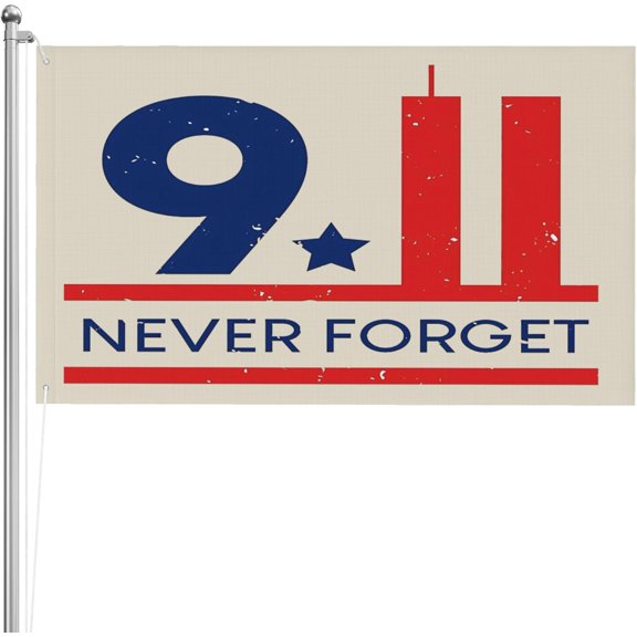 3x5 911 Never Forget Flags Double Sided 3-Layers 9-11 American Memorial Patriotic Flag for Outside Garden Lawn Yard Signs Large Decoration