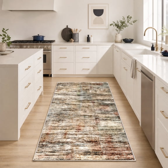 3x5 Abstract Rug, Small Area Rug for Kitchen, Entryway, Machine Washable Non-Slip Throw Rug, Vintage Carpet for Coffee Table