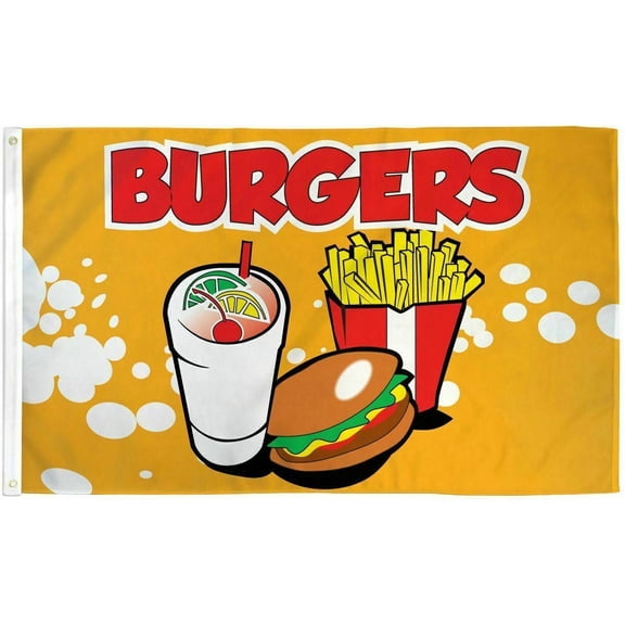 3x5 Advertising Burgers Drink & Fries YelLow Flag 3'x5' Banner Brass Grommets