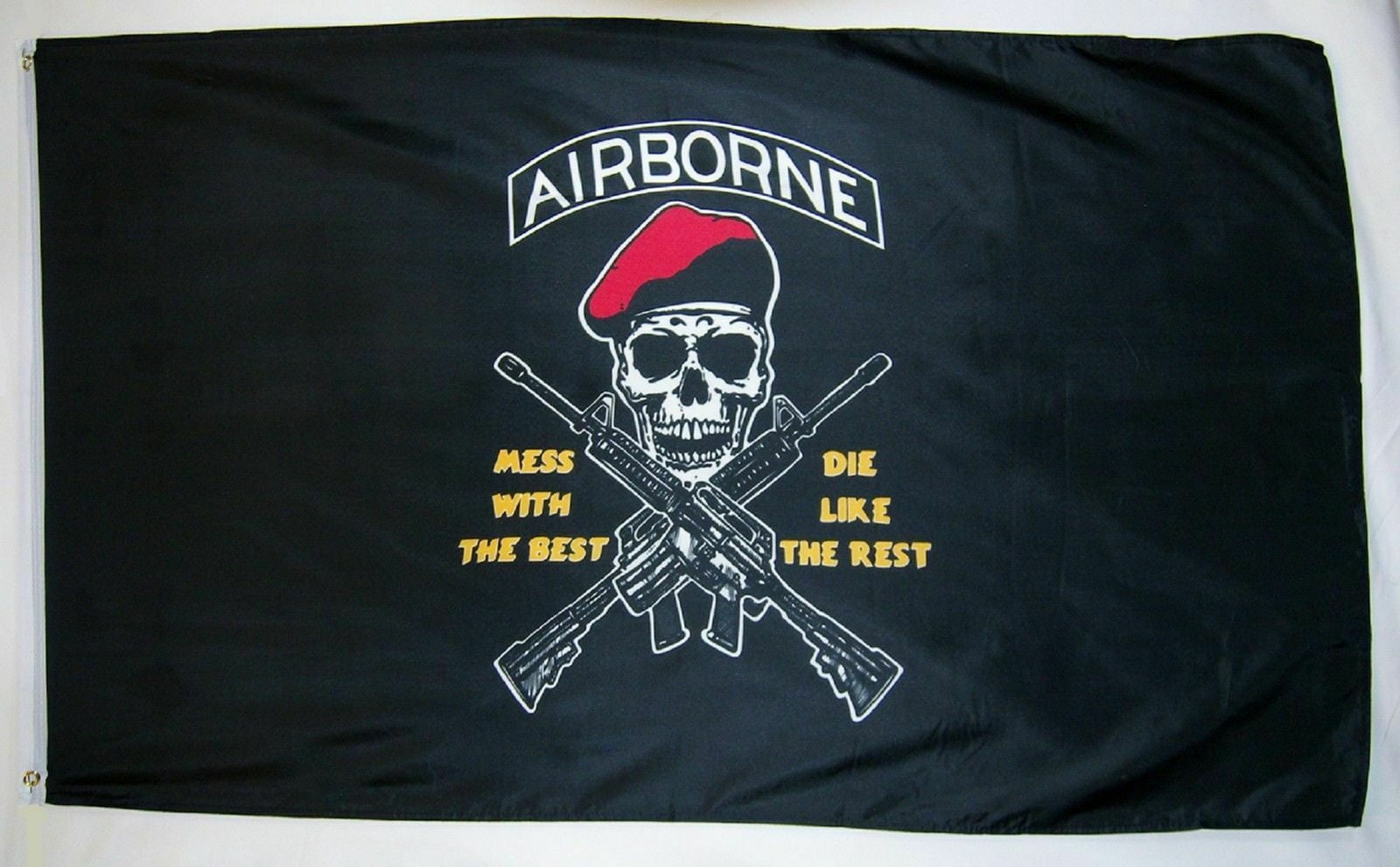 3x5 Airborne Mess With The Best Die Like The Rest Flag 3' x 5' Indoor