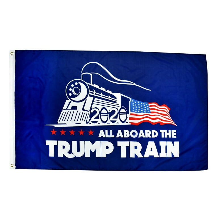 Blue 3x5 All Aboard President Donald Trump Train 2020 Flag 3'x5' MAGA KAG Banner Blue 3x5 All Aboard President Donald Trump Train 2020 Flag 3'x5' MAGA KAG Banner