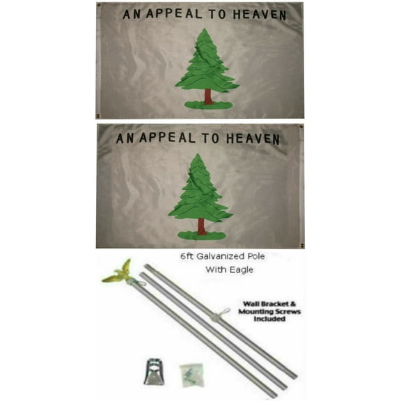 3x5 An Appeal To Heaven 2ply Flag Galvanized Pole Kit Eagle Top 3'x5'
