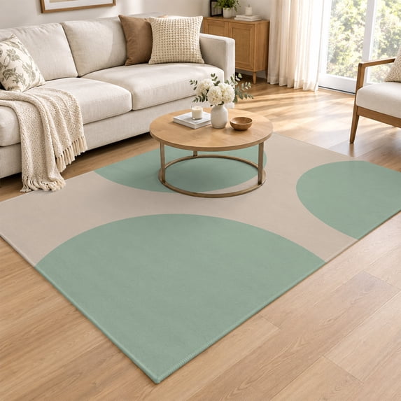 3x5 Area Rug, Green Polka Dots Low Pile Washable Rugs for Entryway ...