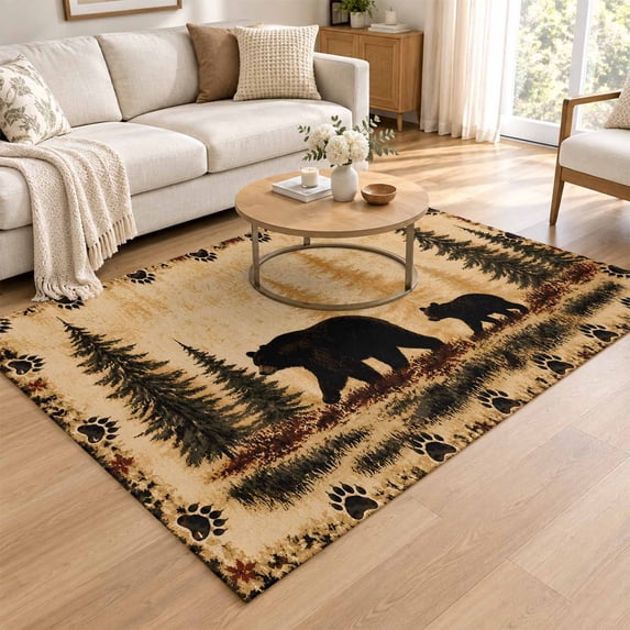 Ridstig Rug 3x5 Area Rug, Rustic Wildlife Low Pile Washable Rugs for Entryway ...