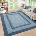 thumbnail image 1 of 3x5 Area Rug, Washable Rug for Bedroom Braided Printed Throw Mat, Living Room Area Rug Non Slip Stain Resistant Small Dining Room Rug, Rustic Accent Small Carpet for Entryway Home Decor, Blue, 1 of 9