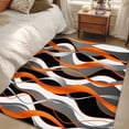 thumbnail image 1 of 3x5 Area Rugs, Abstract Stripes Non-Skid Rubber Backing Large Rectangle Rugs - Living Room Bedroom Home Office, Retro Modern Orange Black Gray Lines Indoor Floor Mat Carpets Washable Rug, 1 of 9