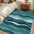thumbnail image 1 of 3x5 Area Rugs, Abstract Turquoise Moire Non-Skid Rubber Backing Large Rectangle Rugs - Living Room Bedroom Home Office, Gradient Coastal Ocean Geometric Indoor Floor Mat Carpets Washable Rug, 1 of 9