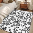 thumbnail image 1 of 3x5 Area Rugs, Black Flower Non-Skid Rubber Backing Large Rectangle Rugs - Living Room Bedroom Home Office, Vintage Farmhouse Boho Leaf Spring Plant Indoor Floor Mat Carpets Washable Rug, 1 of 9