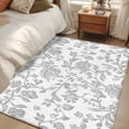 thumbnail image 1 of 3x5 Area Rugs, Boho Gray Flower Non-Skid Rubber Backing Large Rectangle Rugs - Living Room Bedroom Home Office, Vintage Farmhouse Leaf Spring Plant Indoor Floor Mat Carpets Washable Rug, 1 of 9