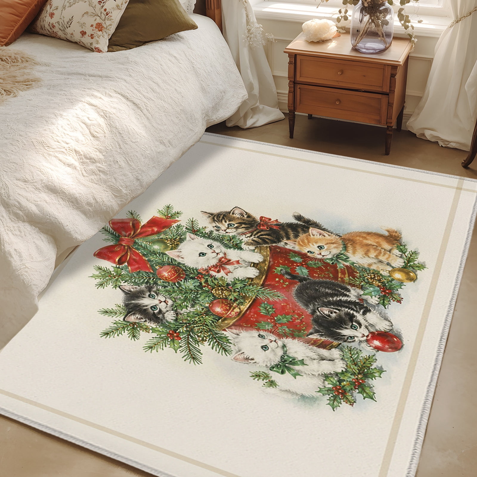 Large Area 3x5 Area Rugs, Christmas Non-Skid Rubber Backing Large Rectangle Rugs ...