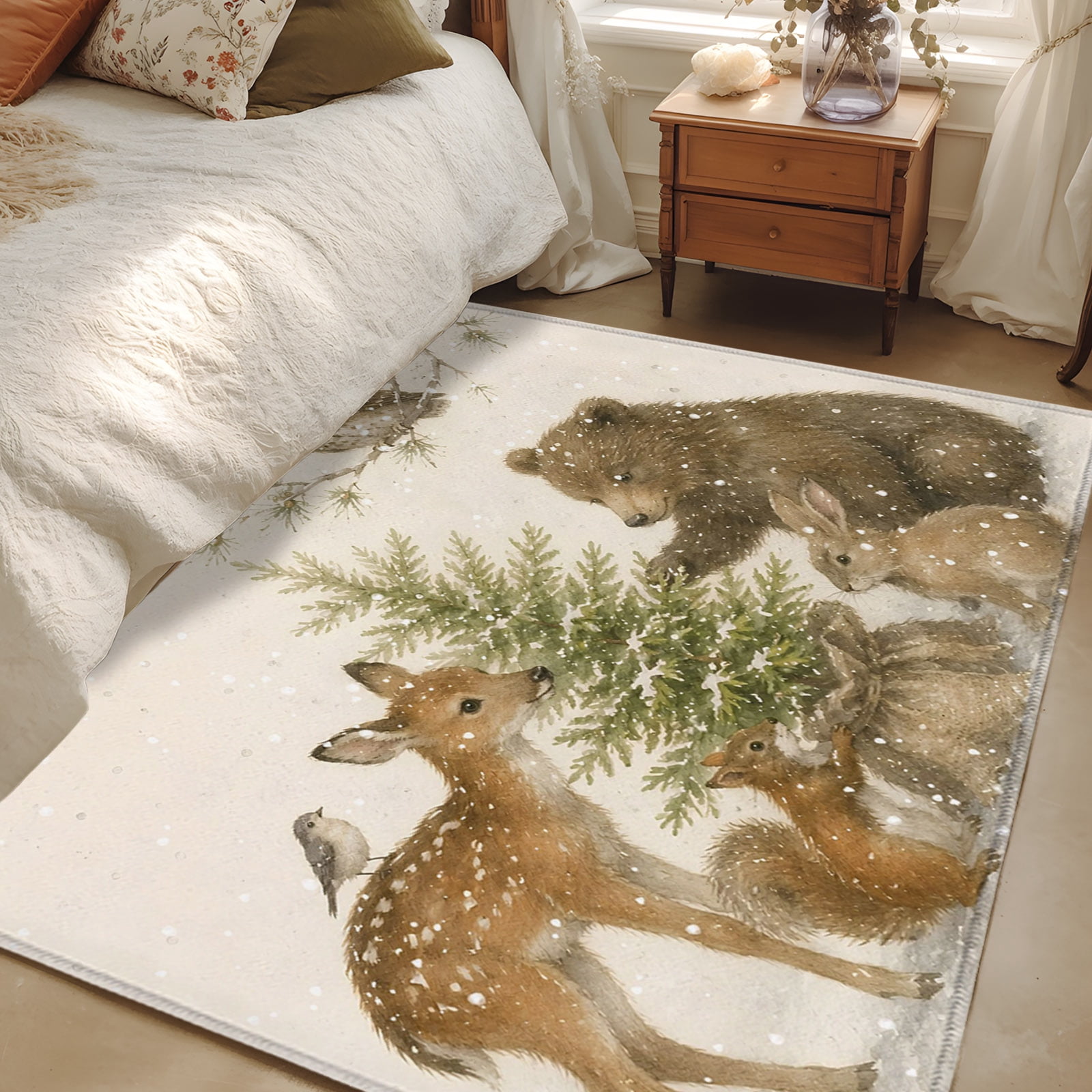 Foresty Rug 3x5 Area Rugs, Forest Non-Skid Rubber Backing Large Rectangle Rugs ...