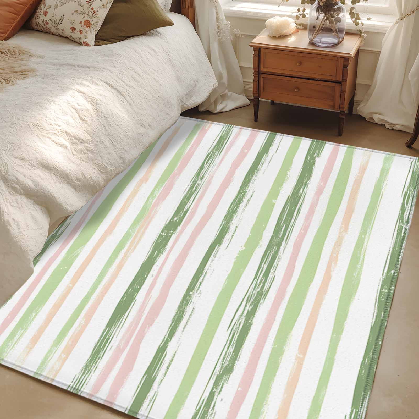3x5 Area Rugs, Green Pink Stripes NonSkid Rubber Backing Large — free download