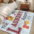 thumbnail image 1 of 3x5 Area Rugs, Laundry Room Non-Skid Rubber Backing Large Rectangle Rugs - Living Room Bedroom Home Office, Blue Cartoon Washing Machine Clothes Indoor Floor Mat Carpets Washable Rug, 1 of 9