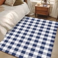 thumbnail image 1 of 3x5 Area Rugs, Navy Blue White Plaid Non-Skid Rubber Backing Large Rectangle Rugs - Living Room Bedroom Home Office, Farmhouse Checkered Buffalo Indoor Floor Mat Carpets Washable Rug, 1 of 9