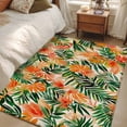 thumbnail image 1 of 3x5 Area Rugs, Orange Green Palm Leaves Non-Skid Rubber Backing Large Rectangle Rugs - Living Room Bedroom Home Office, Summer Tropical Floral Indoor Floor Mat Carpets Washable Rug, 1 of 9