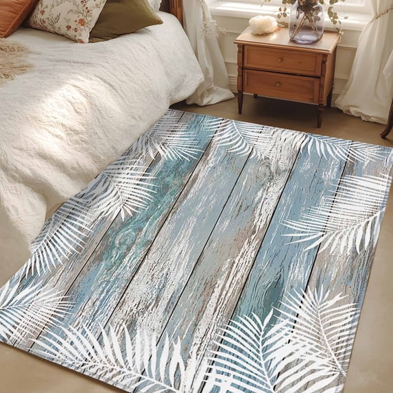 3x5 Area Rugs, Tropical Palm Leaves Non-Skid Rubber Backing Large ...