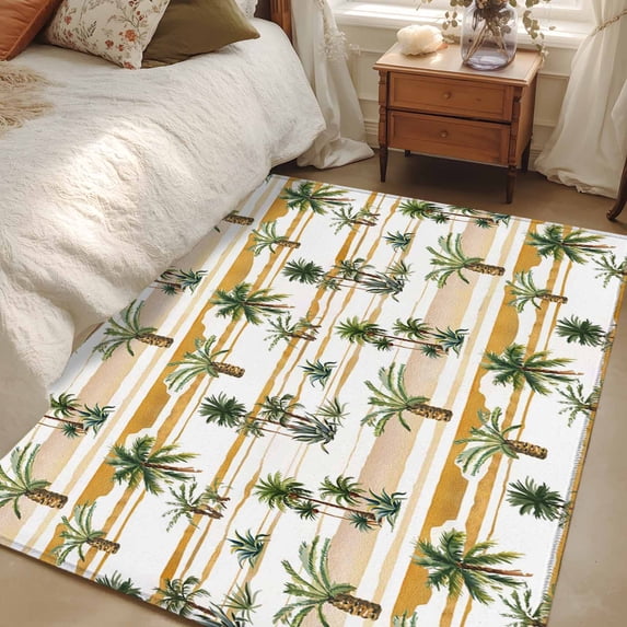 3x5 Area Rugs, Tropical Plants Non-Skid Rubber Backing Large Rectangle ...