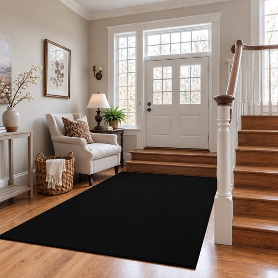 Livingroon Rug 3x5 Area Rugs for Living Room Black Washable Non-Slip Rug Solid Color ...