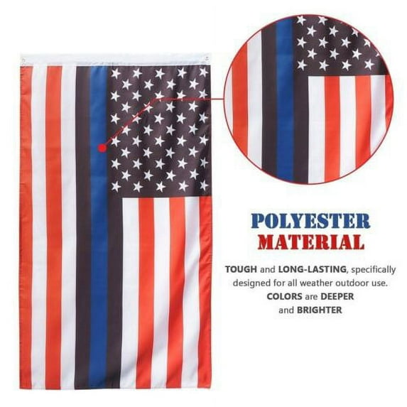 3x5 Blue Lives Matter USA RWB Thin Black Blue Line American Police Flag Grommets