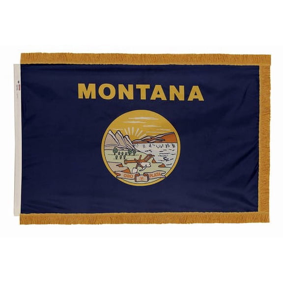 3x5' DURAWAVEZ MONTANA NYLON INDOOR FLAG FINISHED WITH POLEHEM AND FRINGE
