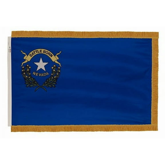 3x5' DURAWAVEZ NEVADA NYLON INDOOR FLAG FINISHED WITH POLEHEM AND FRINGE