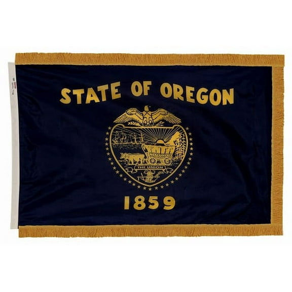 3x5' DURAWAVEZ OREGON NYLON INDOOR FLAG FINISHED WITH POLEHEM AND FRINGE