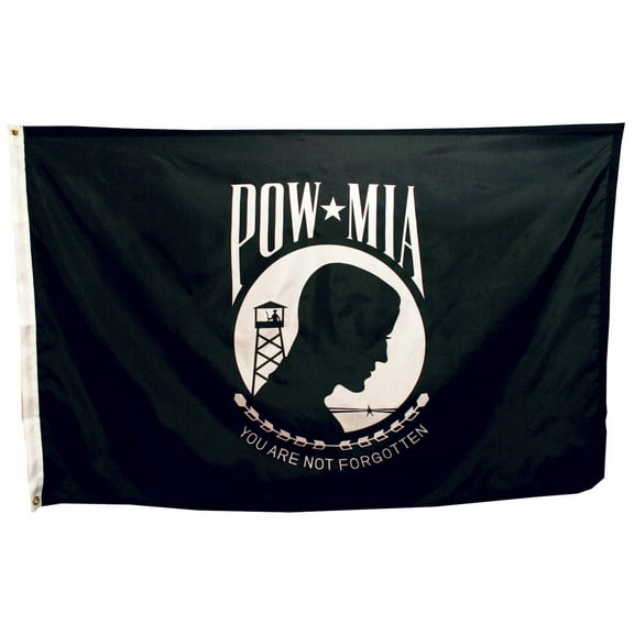 3x5' DURAWAVEZ POW-MIA NYLON FLAG SINGLE/REVERSE IMAGE FINISHED WITH CH&G