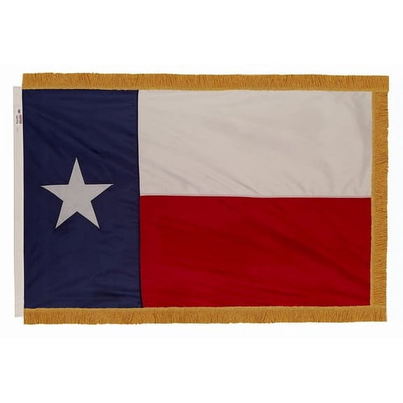 3x5' DURAWAVEZ TEXAS NYLON INDOOR FLAG FINISHED WITH POLEHEM AND FRINGE