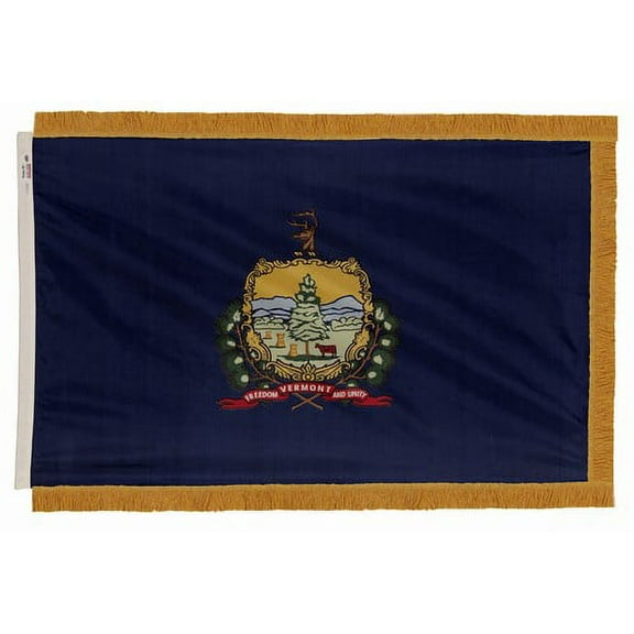 3x5' DURAWAVEZ VERMONT NYLON INDOOR FLAG FINISHED WITH POLEHEM AND FRINGE